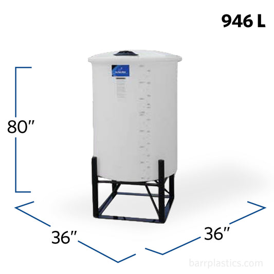 250 Gallon 15 Degree Plastic Cone Bottom Tank | CB0250-36