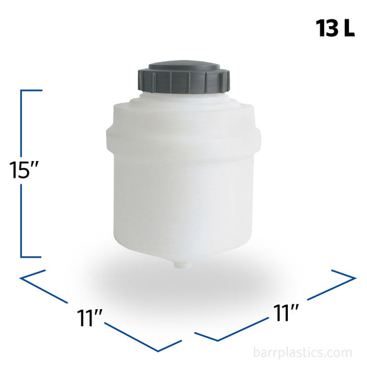 3.5 Gallon Cylindrical Plastic Cone Bottom Specialty Rinse Tank | SP003.5-CL