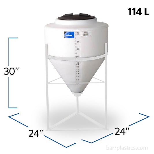 30 Gallon 57 Degree Plastic Cone Bottom Inductor Tank | IN0030-24