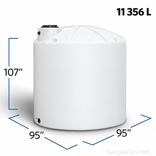 3000 Gallon Vertical Liquid Storage Tank in White No Fittings | 40064