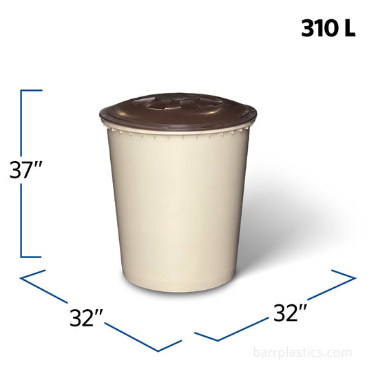 310L GRAF Beige Classic Round Rain Barrel with Lid & Tap | 500218