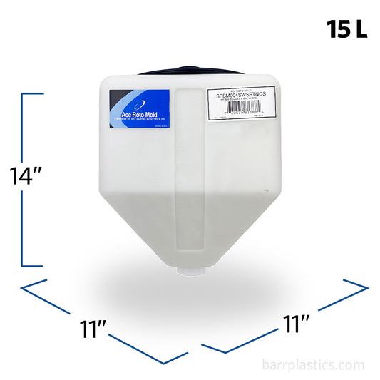 4 Gallon Square Blow-molded Plastic Cone Bottom Specialty Rinse Tank | SPBM04-SQ8