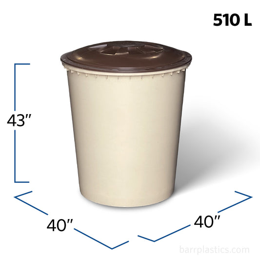 510L GRAF Classic Beige Round Rain Barrel with Lid & Tap | 500215