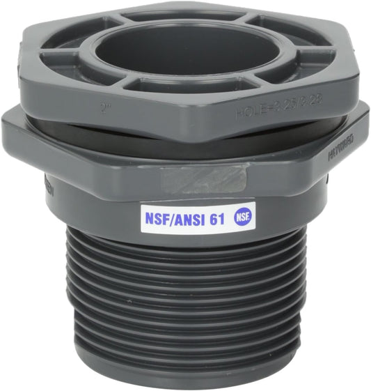 2" PVC/EPDM Standard Flange Bulkhead Fitting Socket x Thread | BFA1020CES