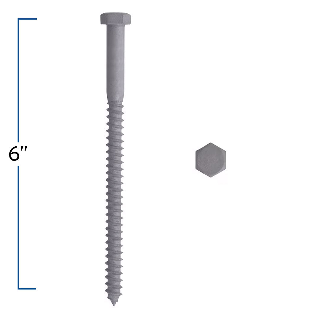 3/8" x 6" Hex Head Lag Bolt - Hot Dipped Galvanized | B854-509