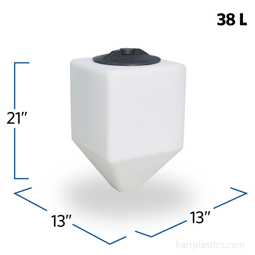10 Gallon Square Plastic Cone Bottom Specialty Rinse Tank | SP0010-SQ8 ...