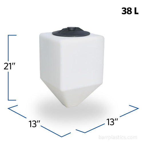 10 Gallon Square Plastic Cone Bottom Specialty Rinse Tank | SP0010-SQ8