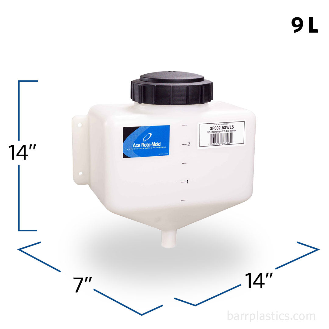 2.5 Gallon Plastic Rectangular Cone Bottom Specialty Rinse Tank | SPBM2 ...