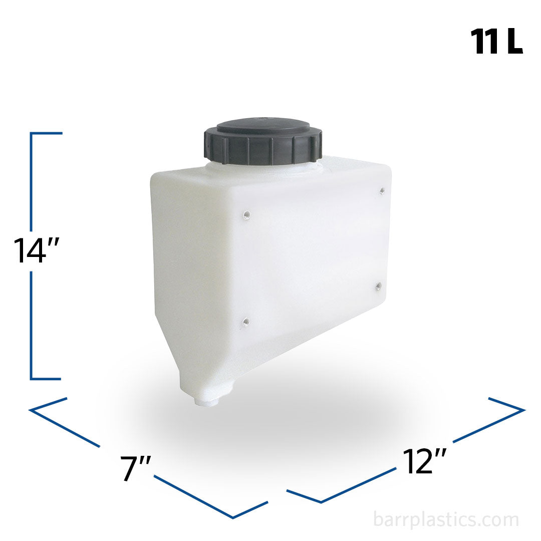 3 Gallon Blow-molded Plastic Rectangular Cone Bottom Specialty Rinse ...