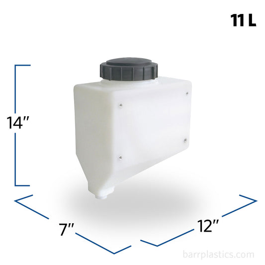 3 Gallon Blow-molded Plastic Rectangular Cone Bottom Specialty Rinse Tank | SPBM003-RT