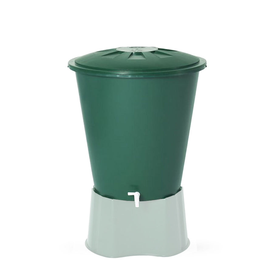 510L GRAF Classic Green Round Rain Barrel with Lid & Tap | 500214