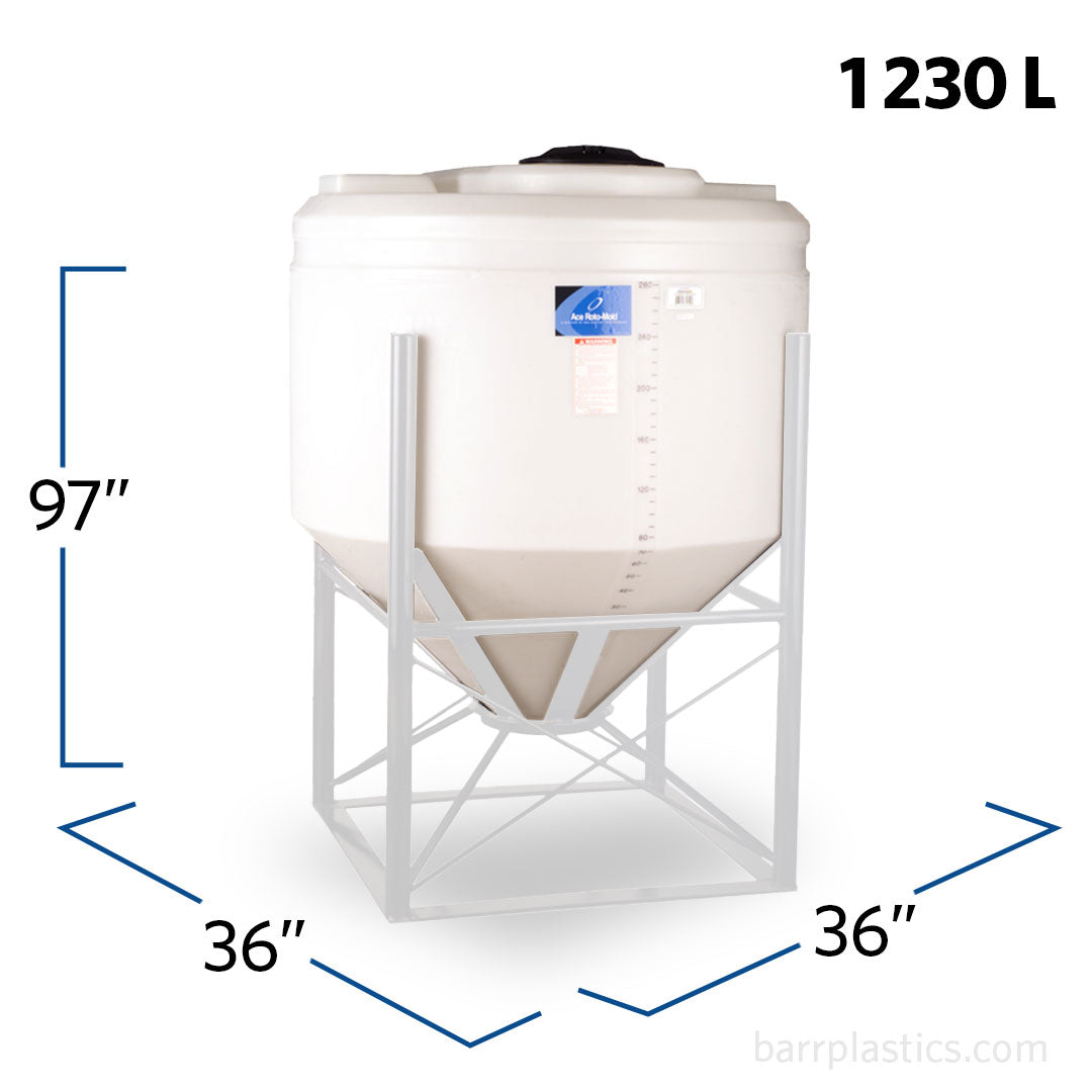 345 Gallon 45 Degree Plastic Cone Bottom Tank | CB0345-52 | BARR Plastics