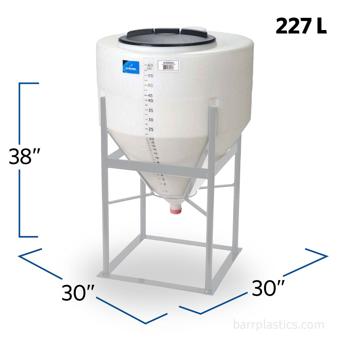 60 Gallon 60 Degree Plastic Cone Bottom Inductor Tank | INFD60-30