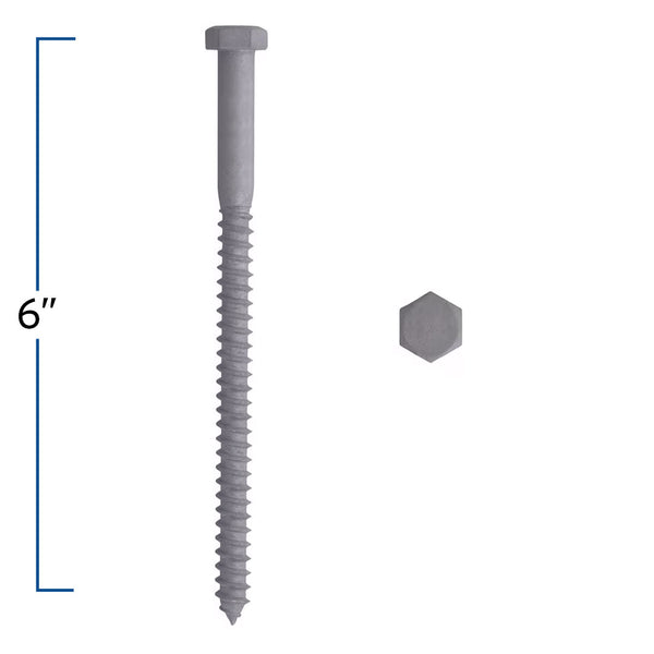 Produktbild von 50 Stück 3/8 X 8 Zoll Sechskant-Holzschrauben – Feuerverzinkt, Stahl – WARREN FASTENINGS