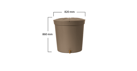 300L/80USG Siena Round Rain Barrel W/ Lid & Tap | 500227