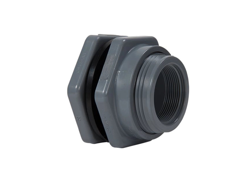 1/2" PVC/VITON Standard Flange Bulkhead Fitting Socket x Thread | BFA1005CFS