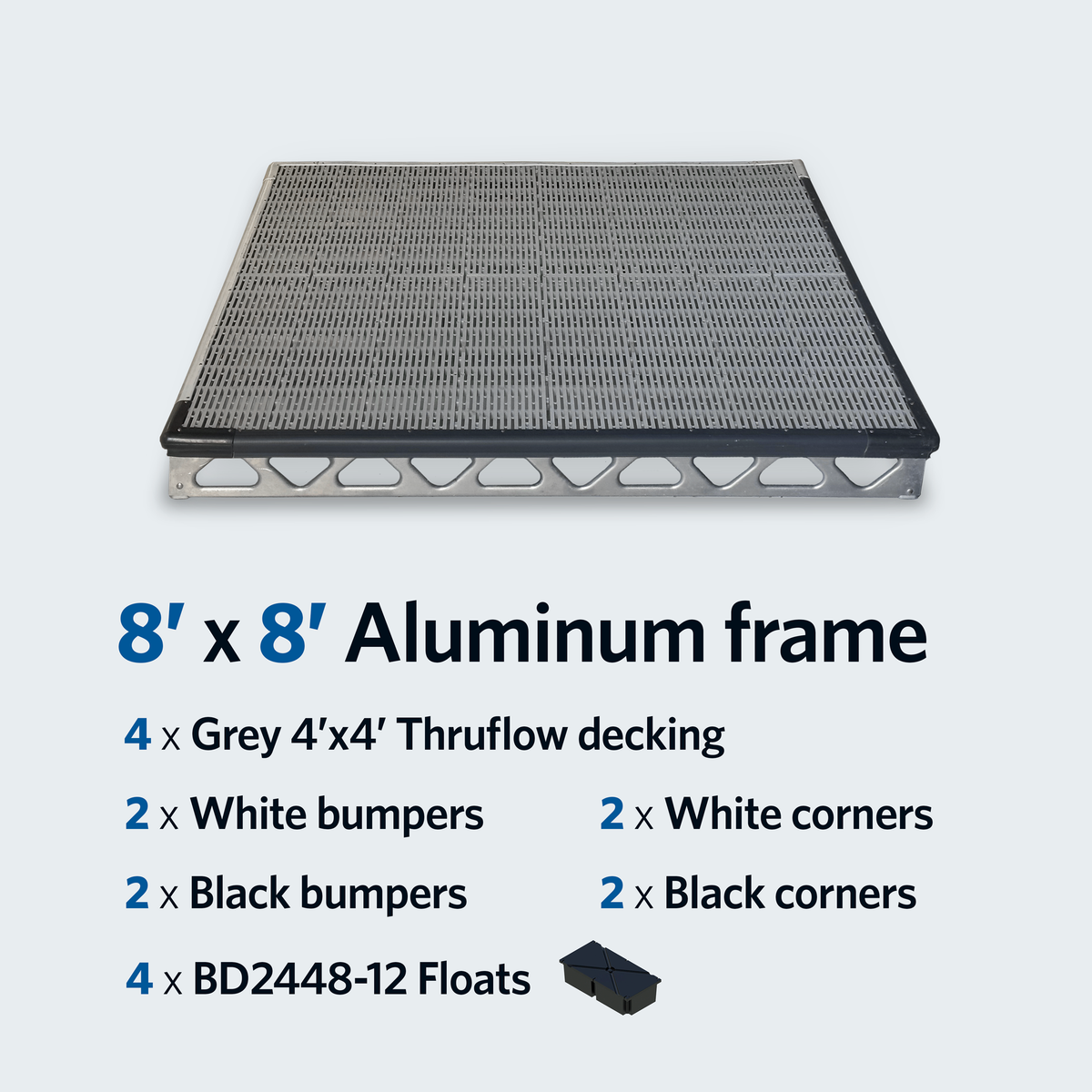 CanadaDocks 8' x 8' Aluminum Floating Dock - CLEARANCE SALE