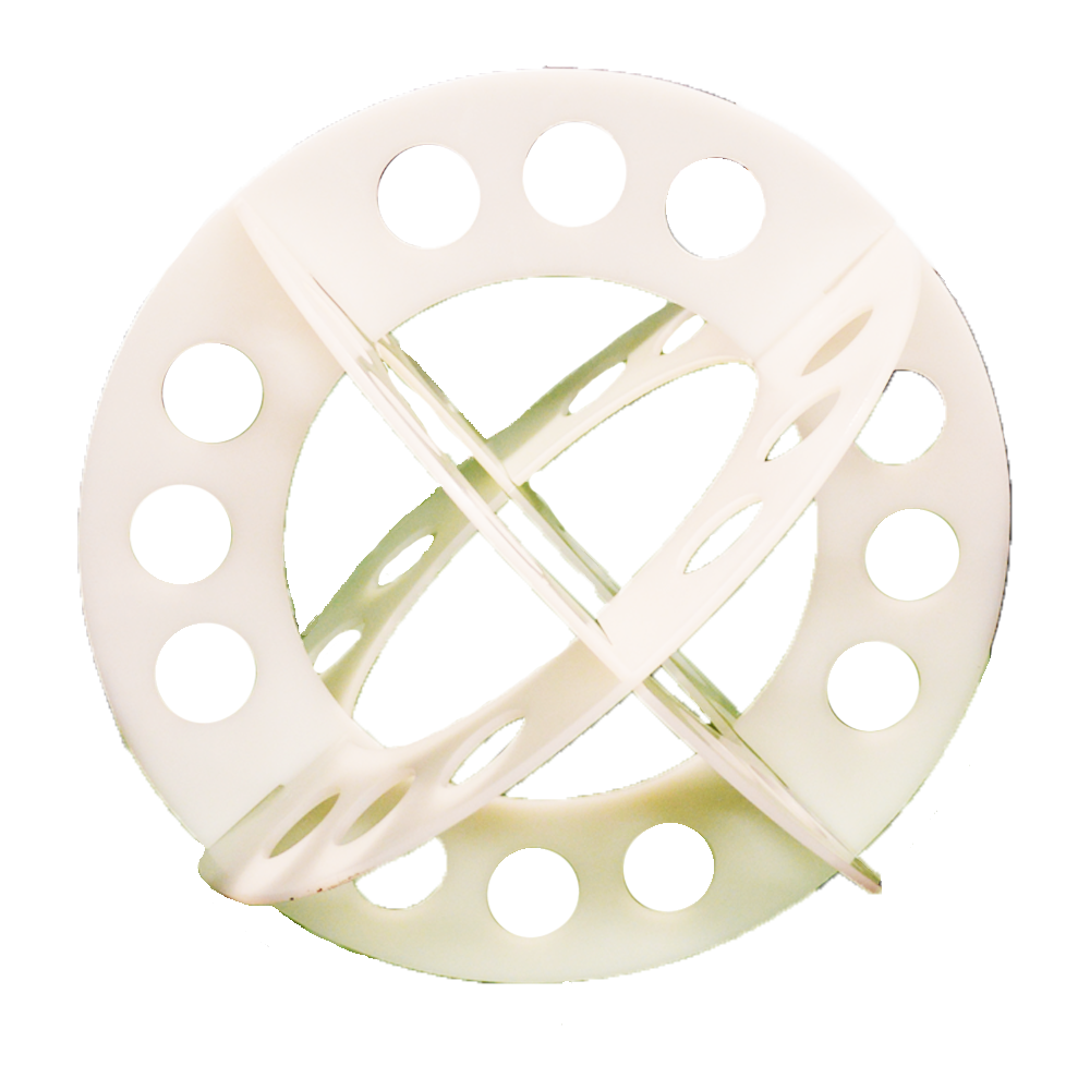 Picture of a baffle ball. Used for slowing down "sloshing" effects of a container that has suddenly stopped or changed acceleration. Helps reduce the risk of  vehicles sliding when transporting large amounts of liquid.